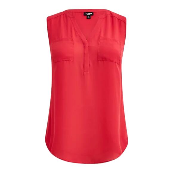 Torrid NWT Harper Georgette Sleeveless Blouse Size 5X Pink Magenta Pockets - Picture 5 of 8